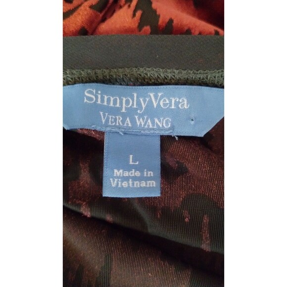 Simply Vera Wang Shirt Womens Size L Red Grey Black Velvet Floral Semi Sheer - Picture 8 of 10